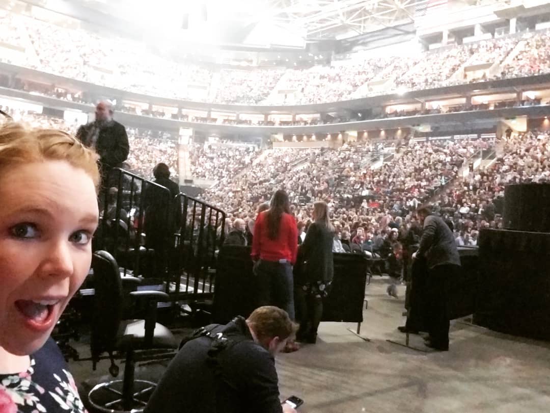 Large crowd at Country Fan Fest in Tooele, Utah during bagpipe performance
